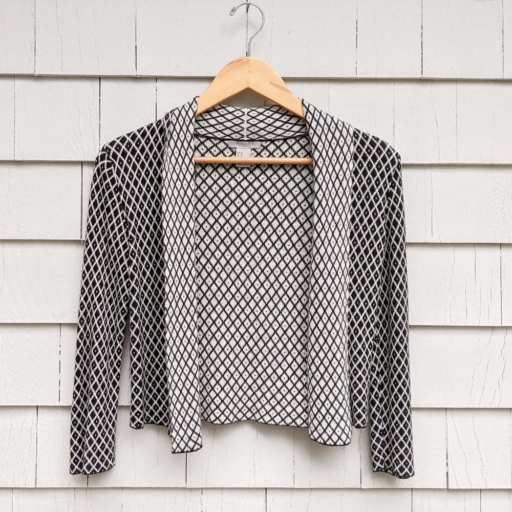 Black and Cream Crop Cardigan